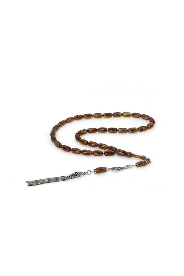 Ve Tesbih Pearlescent Amber Rosary with Silver Tassels 1