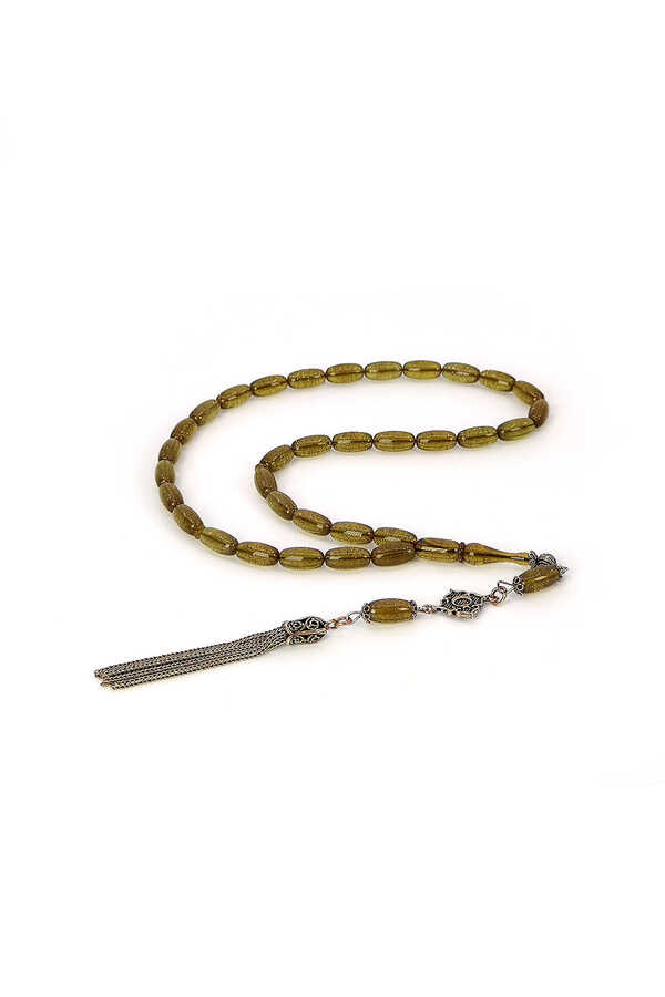 Ve Tesbih Pearlescent Amber Rosary with Silver Tassels 1