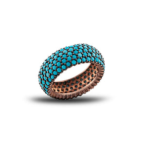 Tesbihane Silver Turquoise Stone Women's Ring 