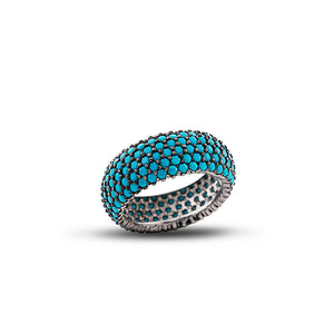 Tesbihane Silver Turquoise Stone Women's Ring