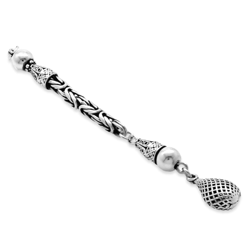 Spiral Design Water Drop Design 925 Sterling Silver Tassel with King Chain