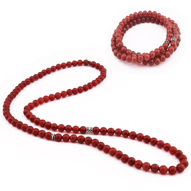 Bracelet,Necklace,Prayer Beads 99 Piece Red Agate Stone  8