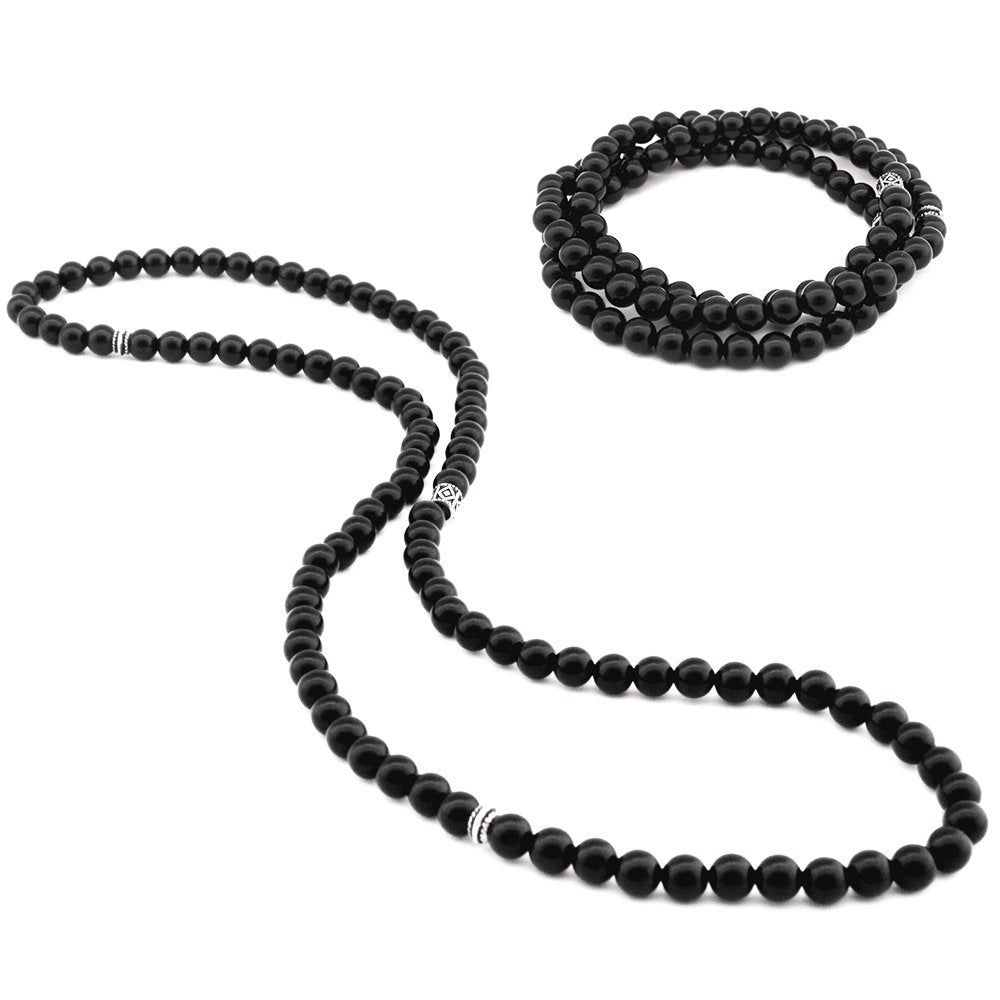 Bracelet,Necklace,Prayer Beads 99 Onyx Natural Stone  8