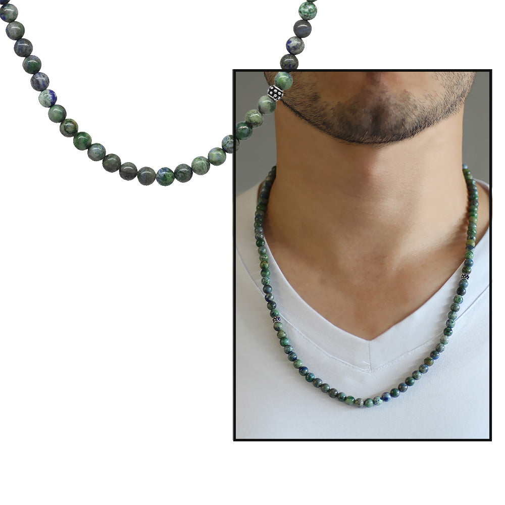 Necklace Prayer Beads 99 Azurite Natural Stone Jewelry