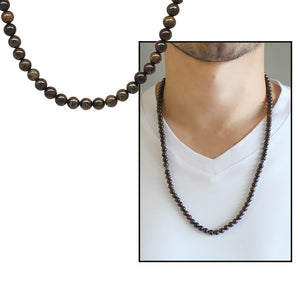 Necklace Rosary 99 Bronzite Natural Stone 