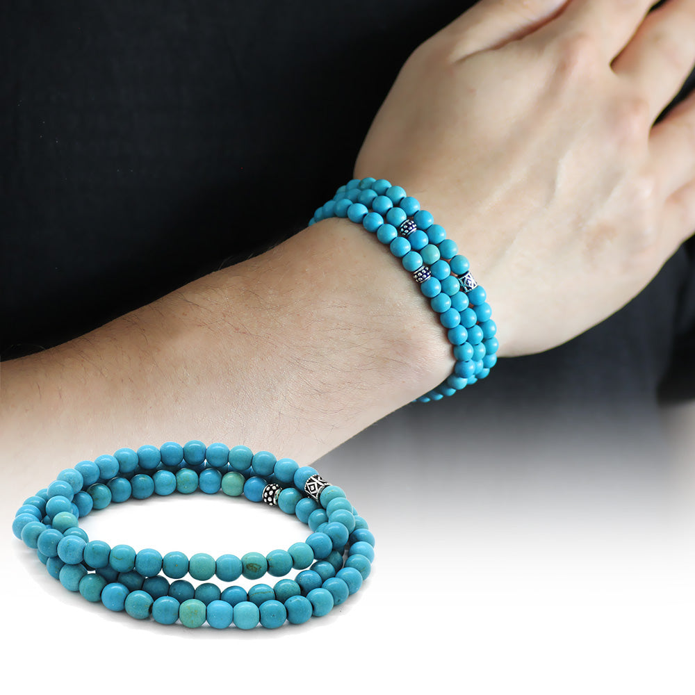 Bracelet - Necklace - Prayer Beads 99 Piece Turquoise Natural Stone 