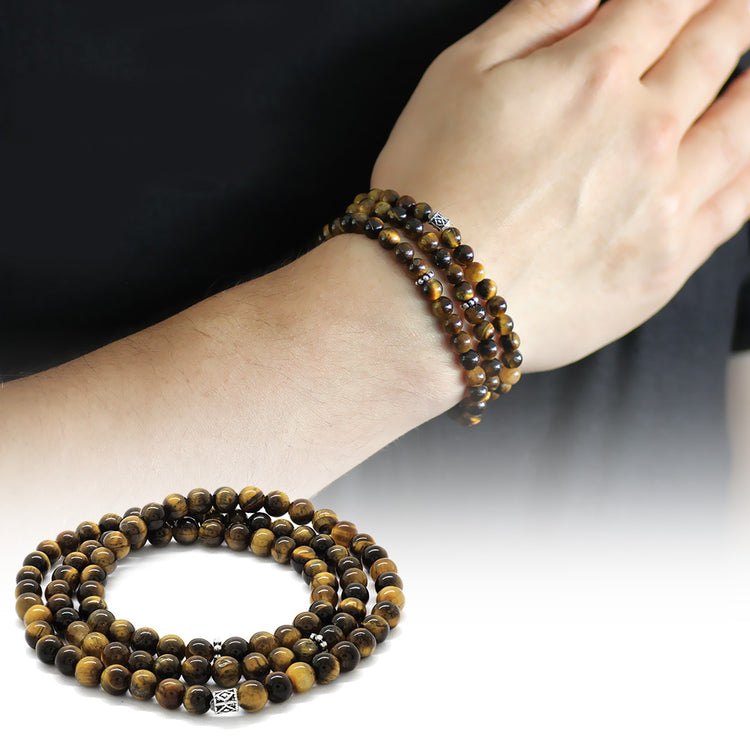 Bracelet - Necklace - Prayer Beads 99 Piece Tiger Eye Natural Stone Bracelet - Necklace - Prayer Beads