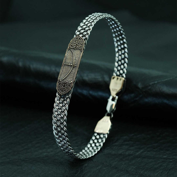 Ve Tesbih Ever Model Wicker Knitted Silver Men's Bracelet 1