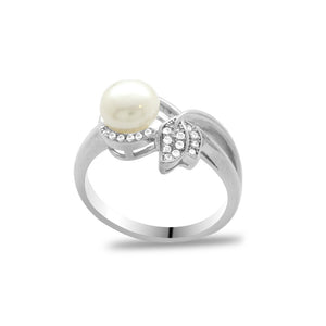 Pearl-Zircon Stone Women's Ring
