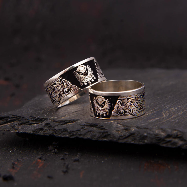 Ve Tesbih Customizable Silver Double Wedding Band Ring3