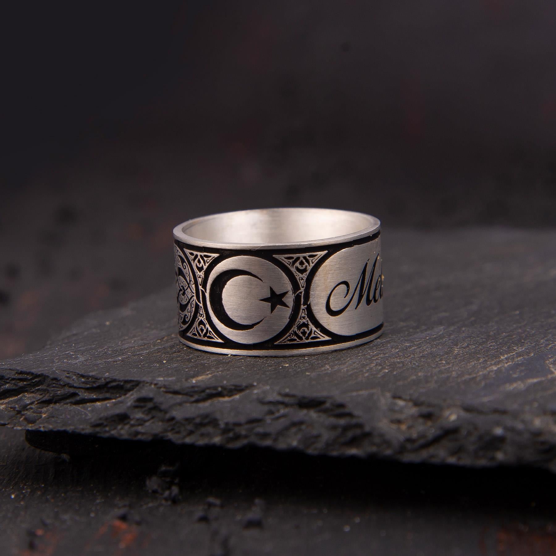 Ve Tesbih Customizable Silver Wedding Ring 5