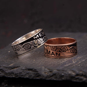 Ve Tesbih Personalized Silver Couple Wedding Ring 3