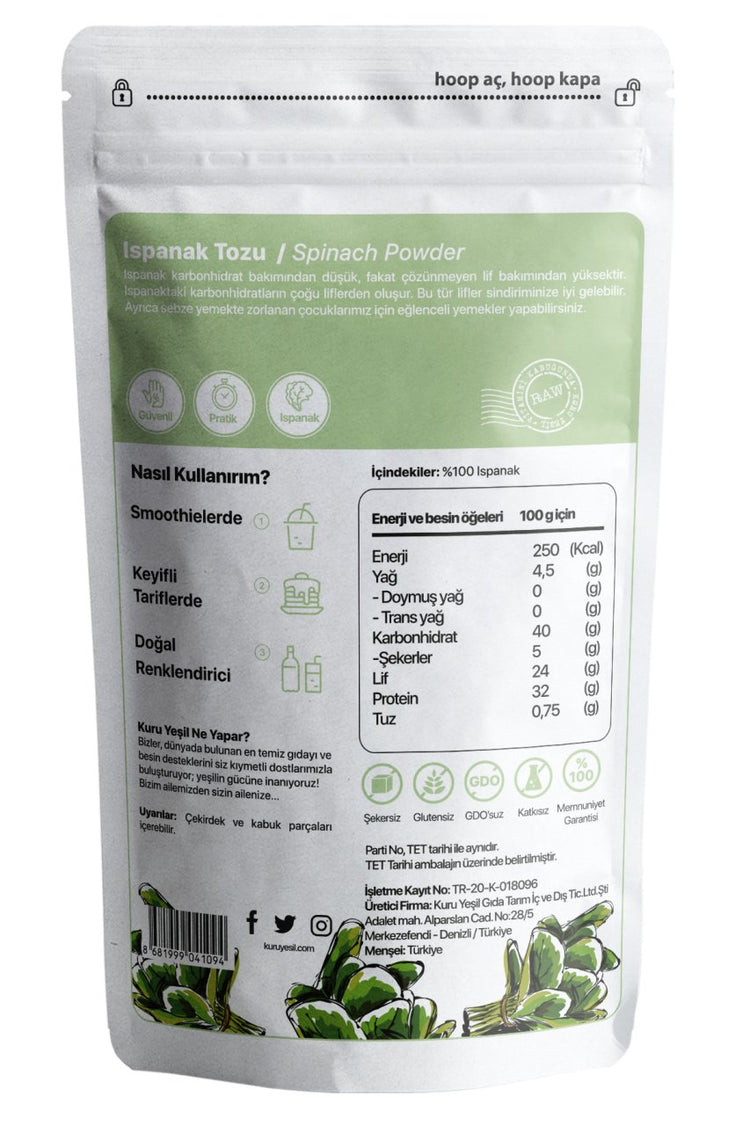 kuru yeşil spinach powder 100g and broccoli powder 100g 3