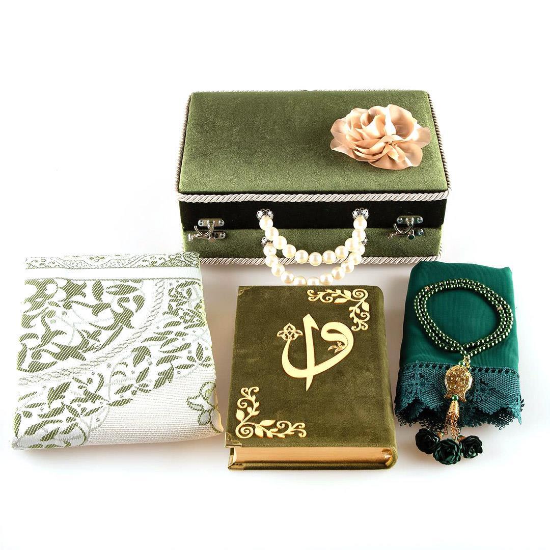Ve Tesbih Velvet Boxed Green Hafiz Size Quran Set 2