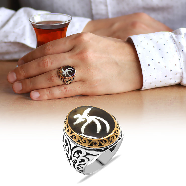 925 Sterling Silver Ring with Mother-of-Pearl Whirling Dervish Motif
