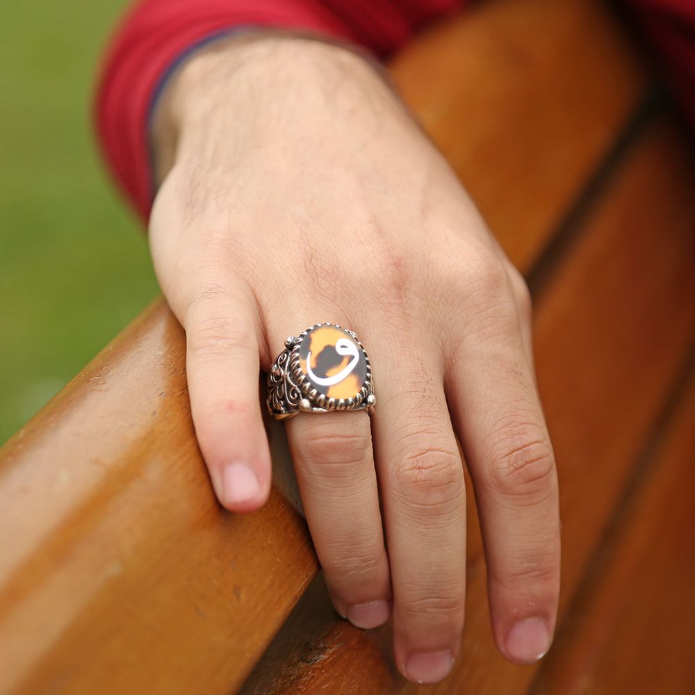 Silver Ring with Mother-of-Pearl Inlay on Tortoiseshell"و"Motif-2