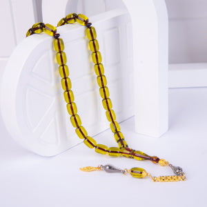 Ve Tesbih Capsule Cut Yellow Fire Amber Rosary 1