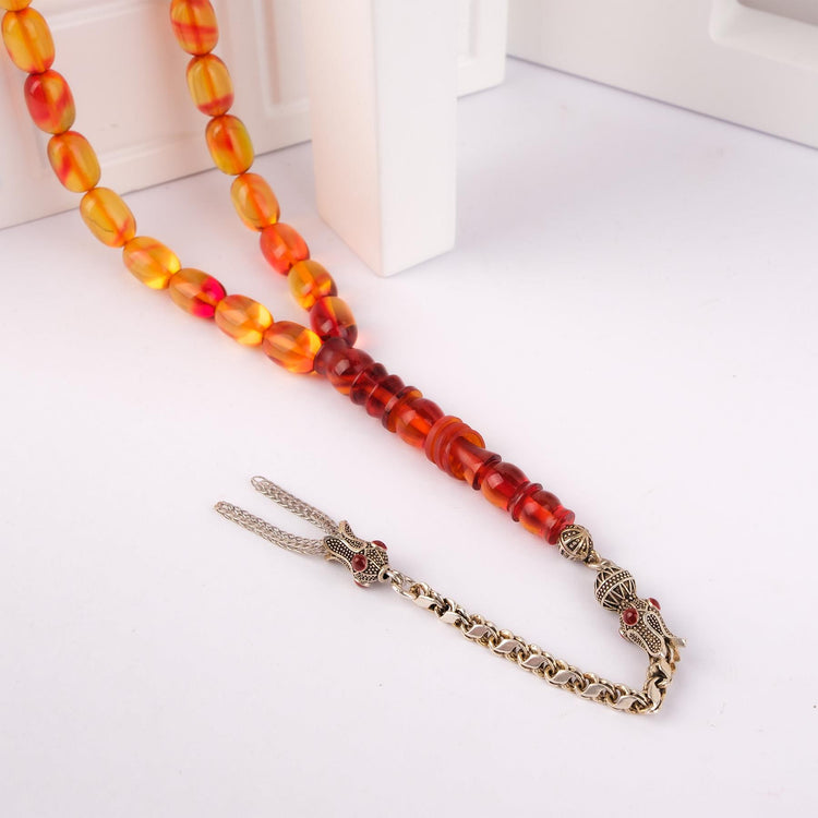  Ve Tesbih Capsule Cut Fire Amber Rosary 3