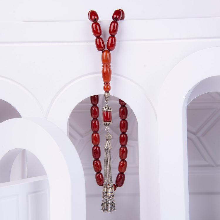 Ve Tesbih Ottoman Simulation Pressed Amber Prayer Beads 1