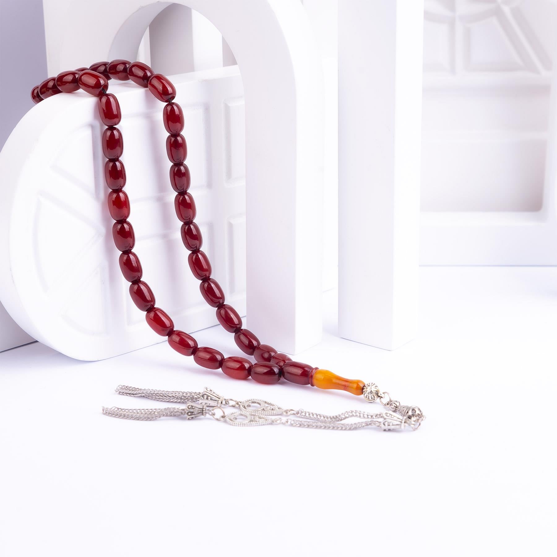 Ve Tesbih Capsule Cut Squeezed Amber Prayer Beads  1