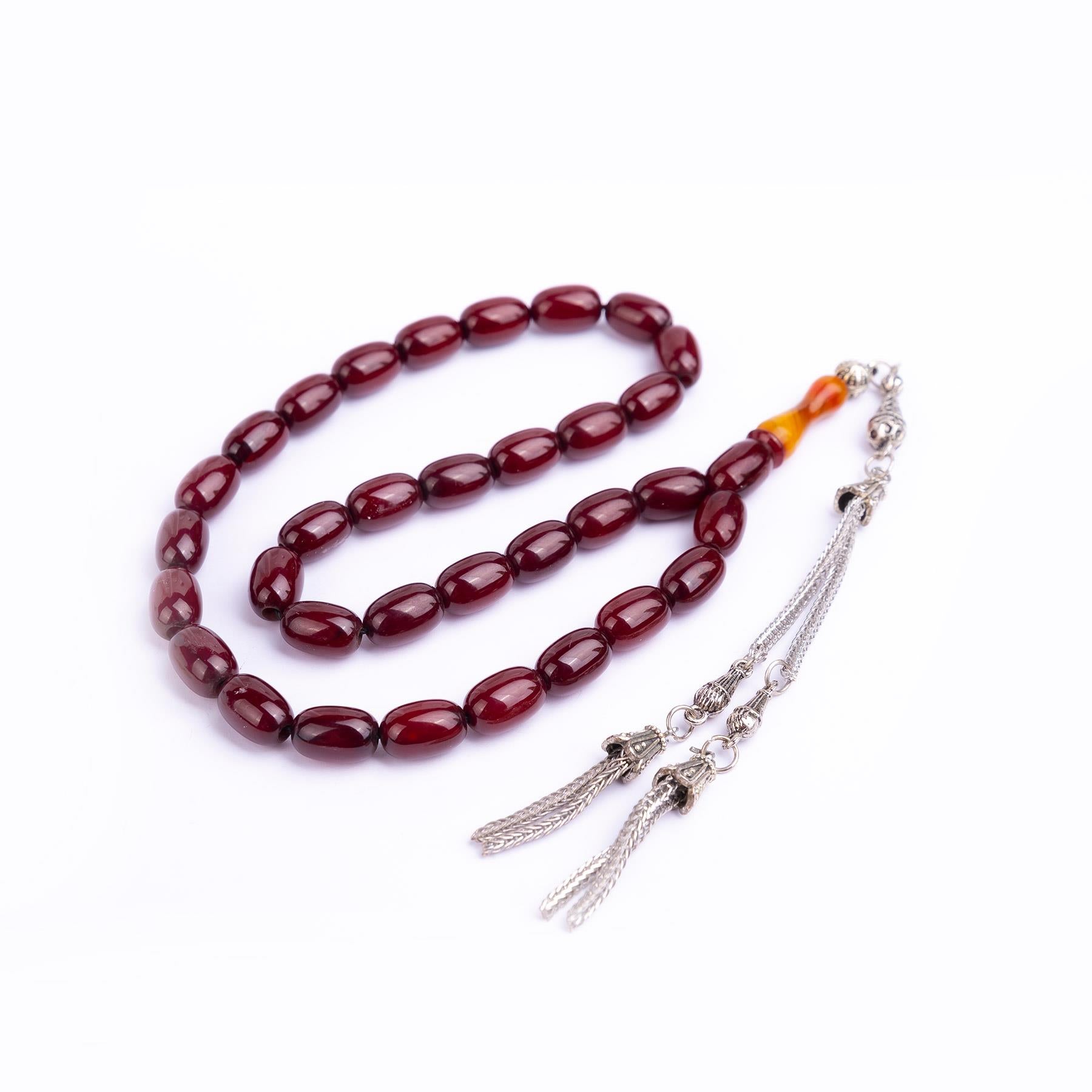 Ve Tesbih Capsule Cut Squeezed Amber Prayer Beads  4
