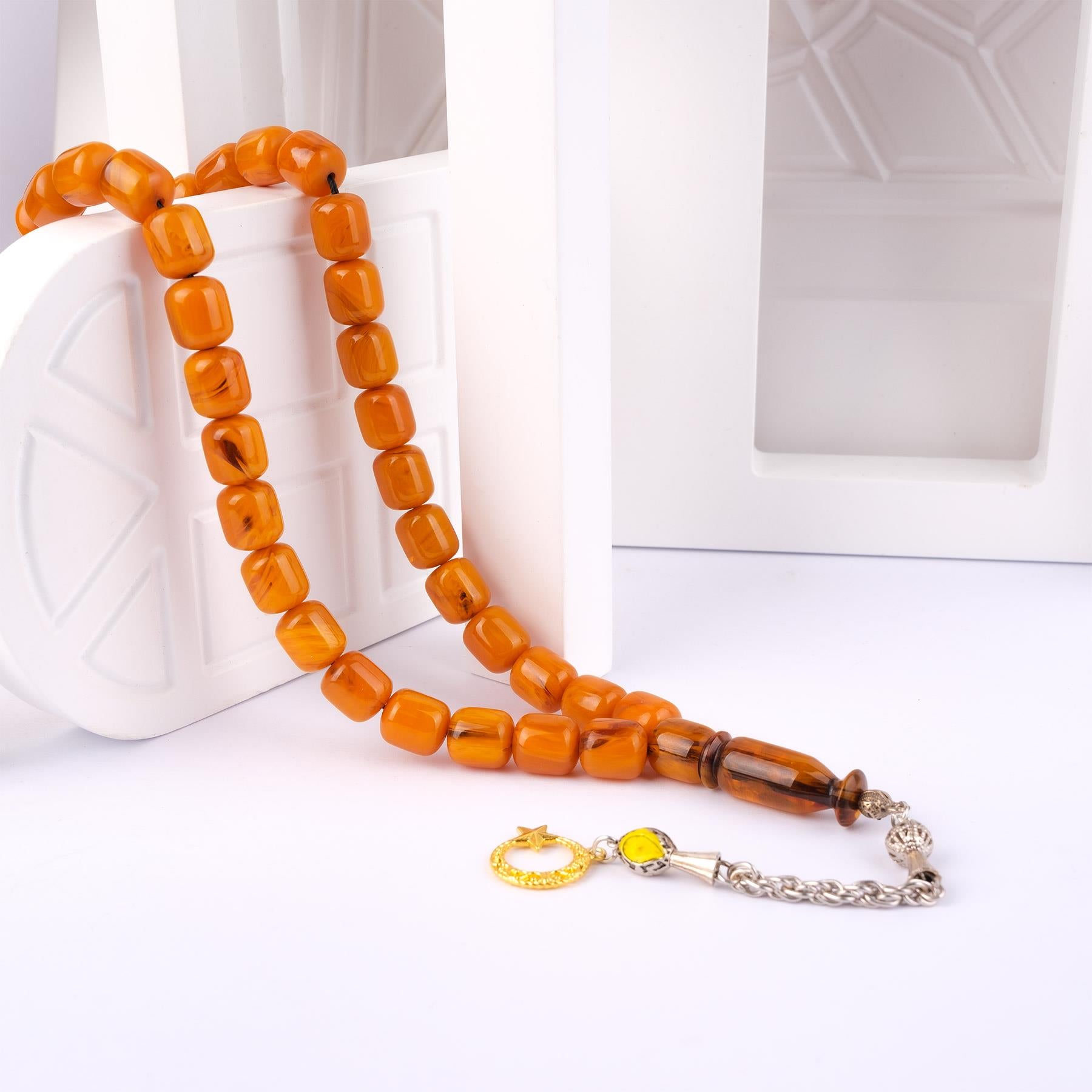 Ve Tesbih Capsule Cut Squeezed Amber Prayer Beads 1
