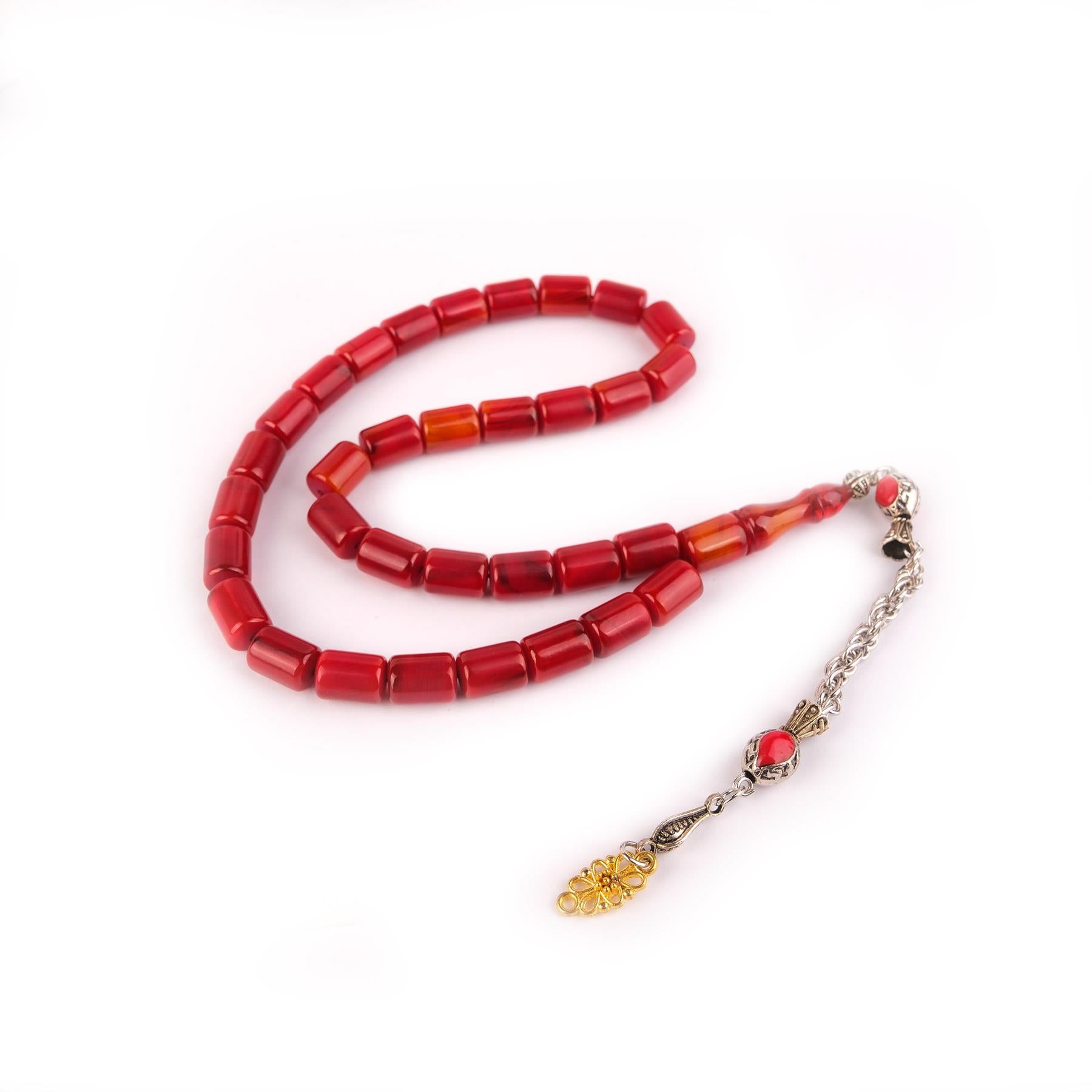 Ve Tesbih Capsule Model Pressed Amber Prayer Beads  4