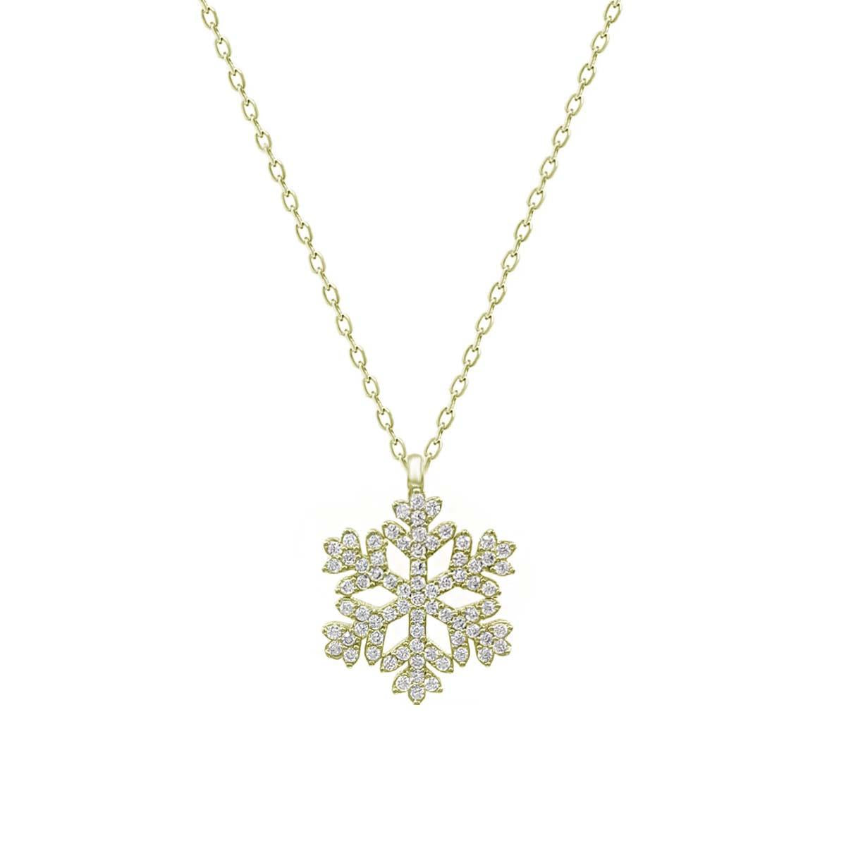 Ve Tesbih Snowflake Model Gold Silver Necklace