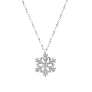 Ve Tesbih Snowflake Model Silver Necklace