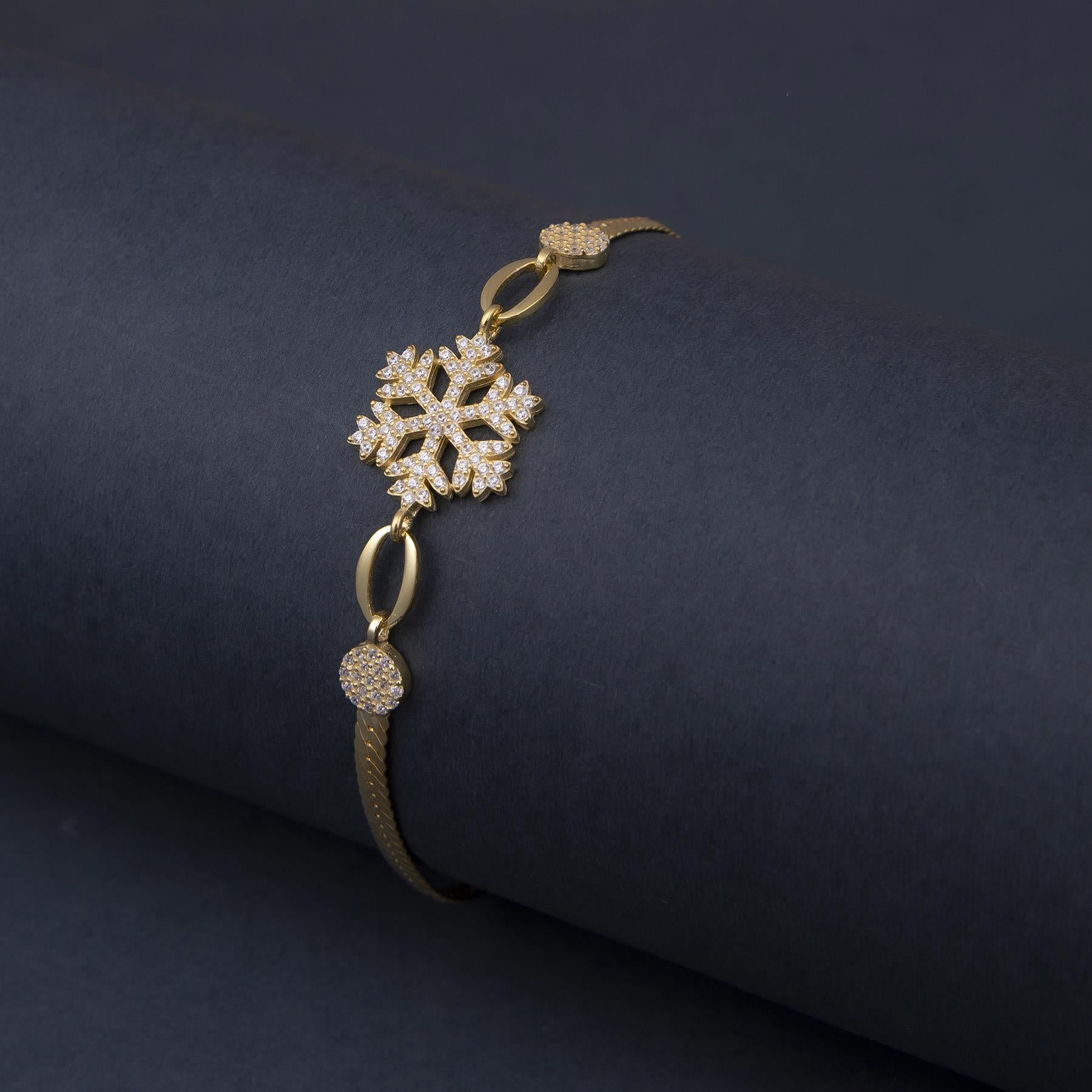 Ve Tesbih Snowflake Gold Silver Bracelet 1