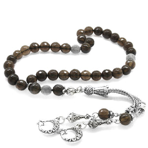 Tarnish-proof Metal  Quartz Natural Stone Prayer Beads with Crescent and Star Tassels
