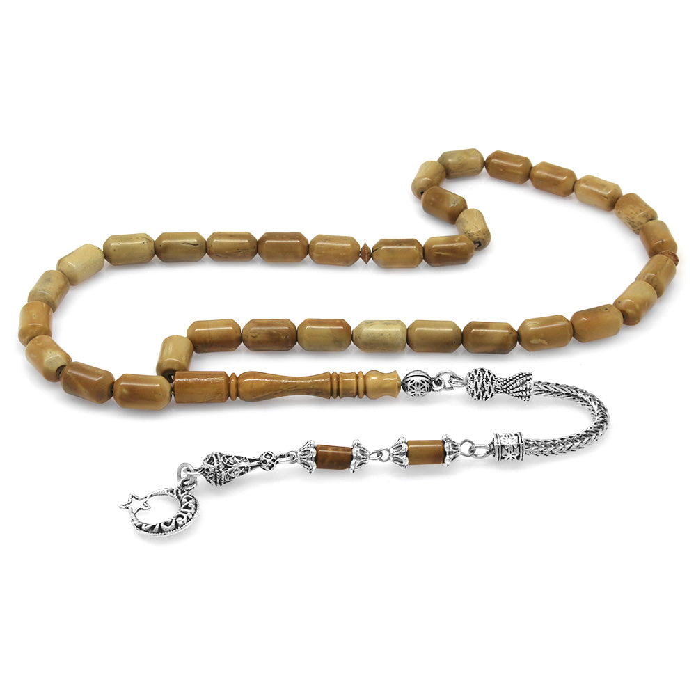 Tarnish Resistant Metal  Light Color Kuka Prayer Beads with Star and Crescent Tassels