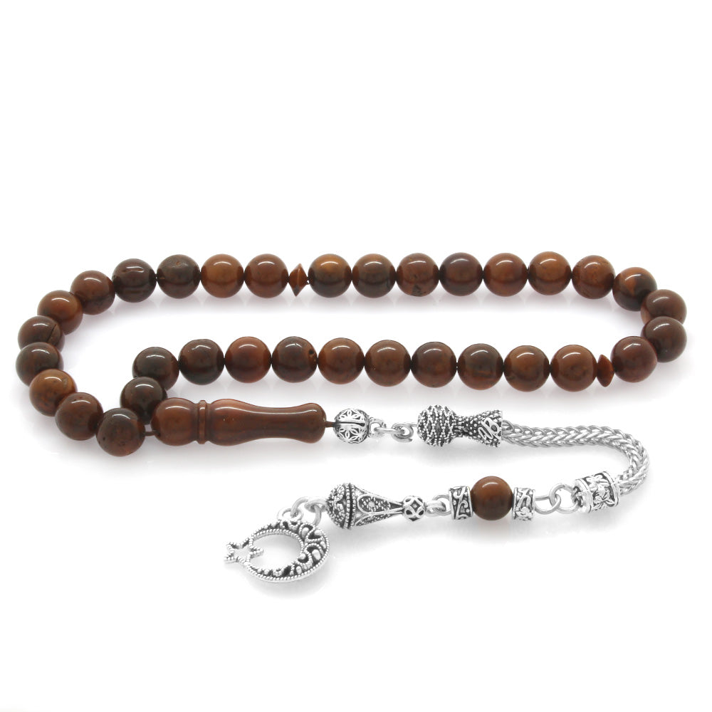 Tarnish-proof Metal Sphere Cut Exclusive Color Kuka Prayer Beads with Crescent and Star Tassels