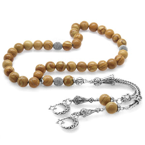 Jasper Natural Stone Prayer Beads with Star and Crescent Tassels