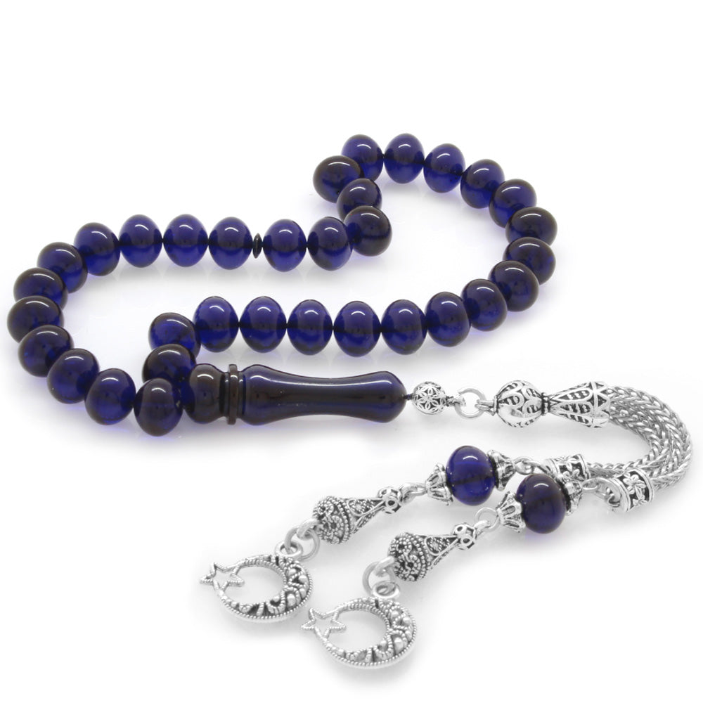 Crescent and Star Tasseled Amber Prayer Beads