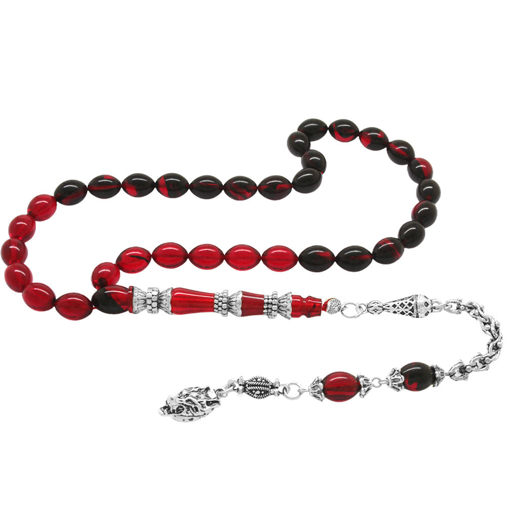  Red-Black Fire Amber Rosary