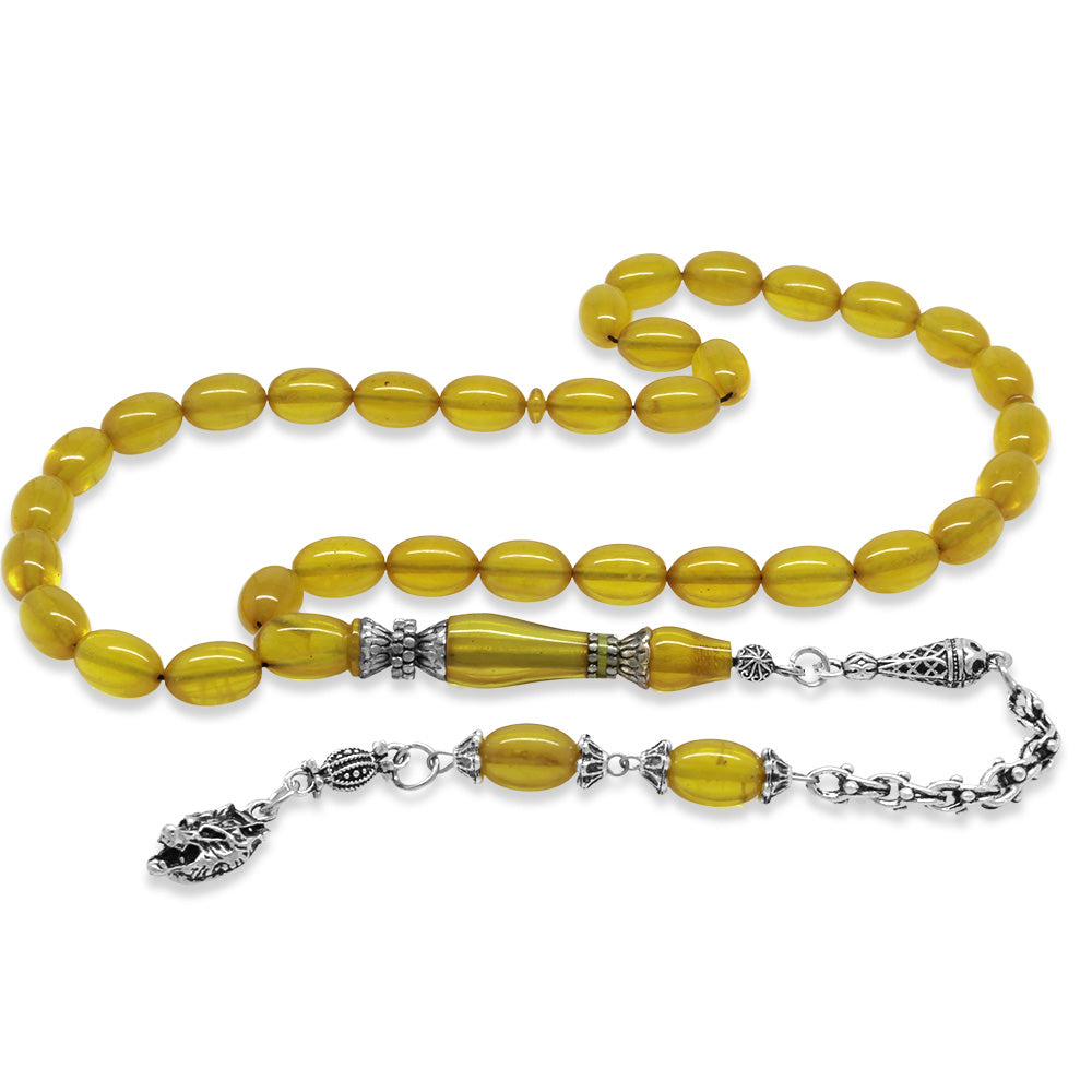 Cut Yellow Fire Amber Prayer Beads