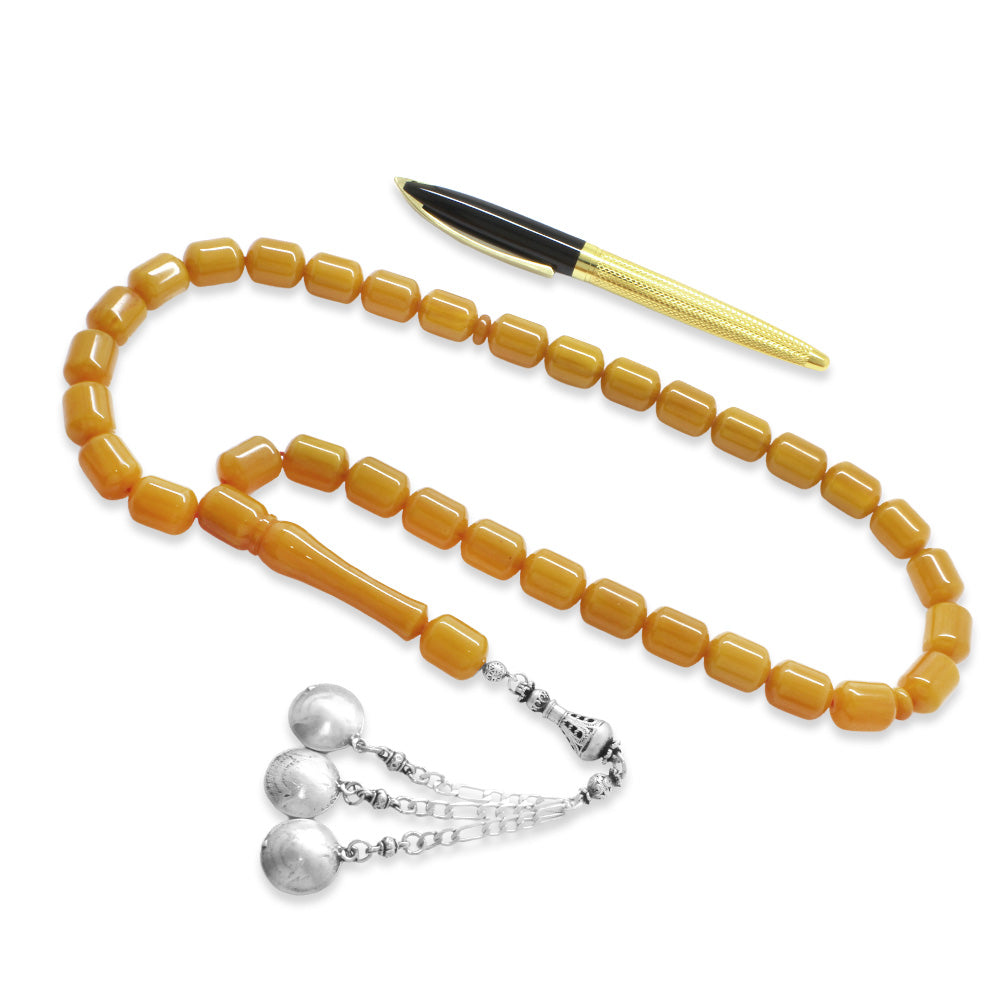 Maxi Size Honey Color Crimped Amber Rosary