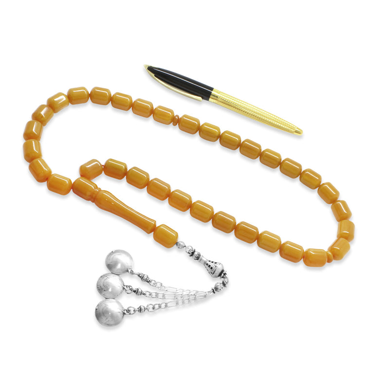 Maxi Size Honey Color Crimped Amber Rosary