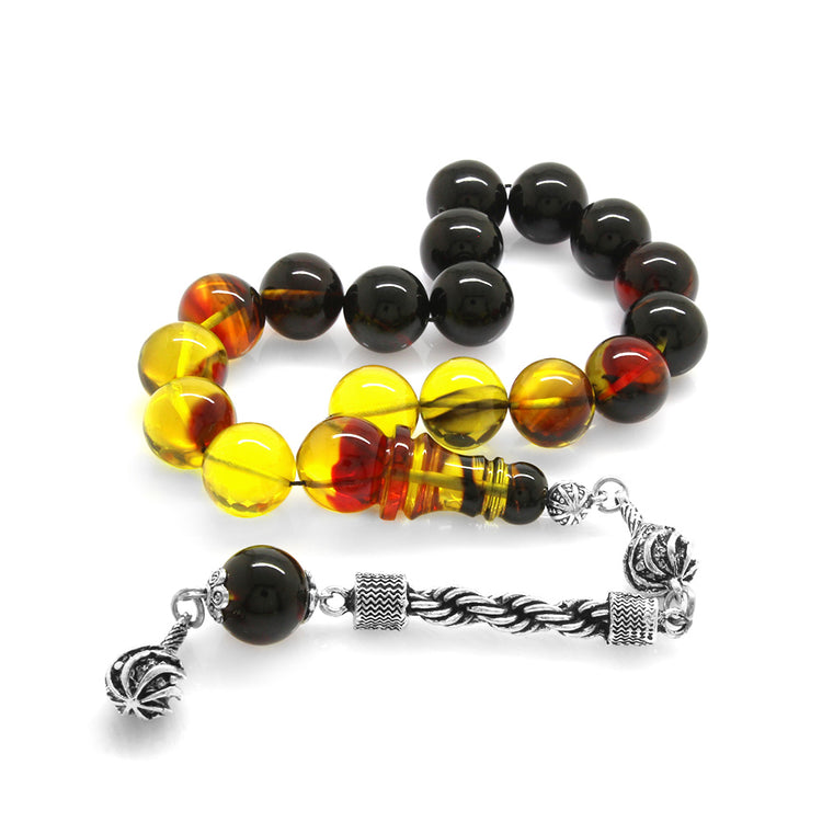  Bala-Black Fire Amber Efe Prayer Beads