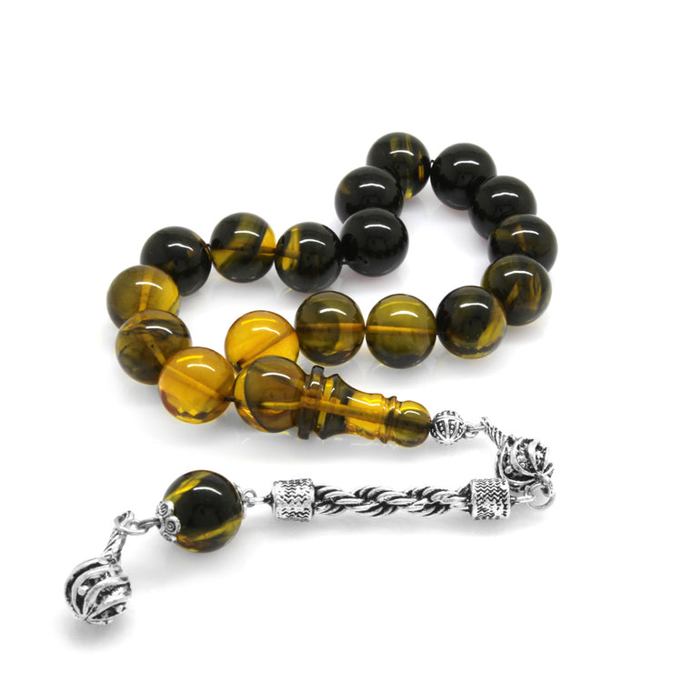 Yellow-Black Fire Amber Efe Rosary
