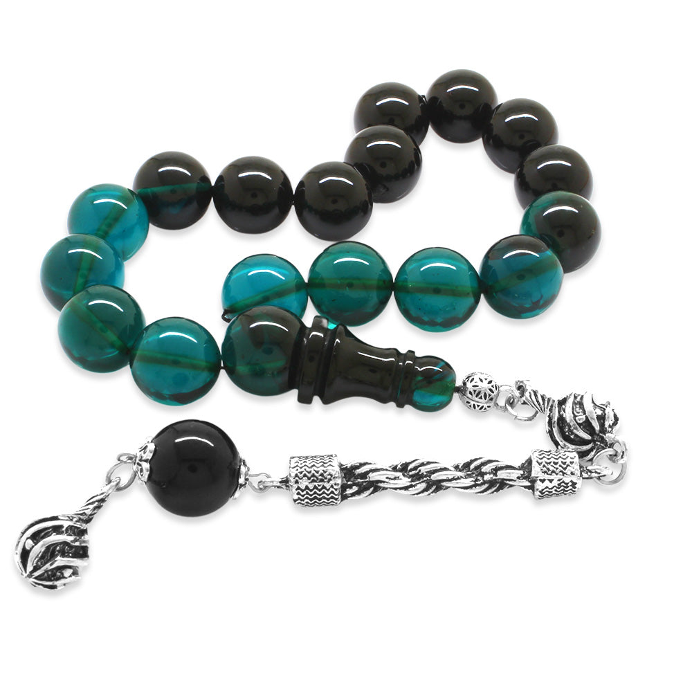 Turquoise-Black Fire Amber Efe Rosary