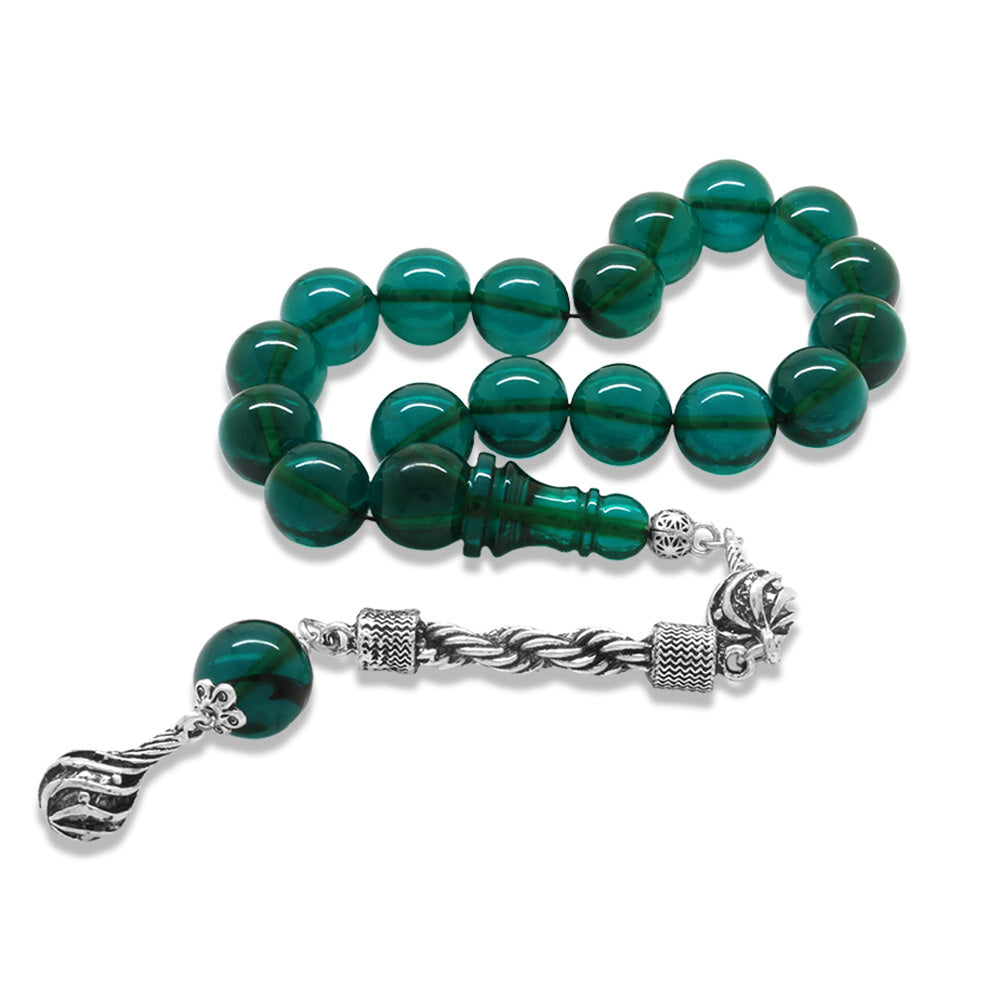 Tarnish Resistant Metal Rope Tassels Sphere Cut Turquoise Fire Amber Efe Rosary