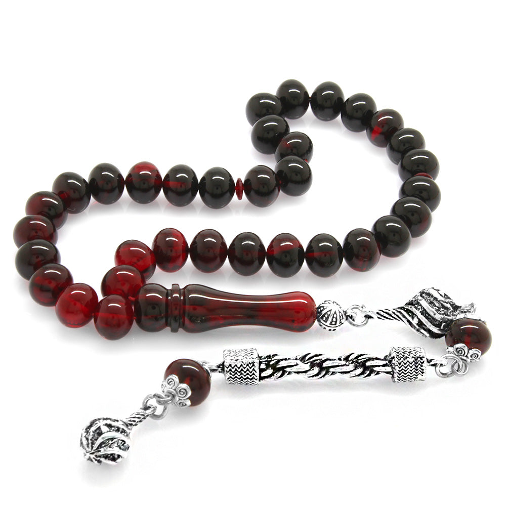 Anti-tarnish Metal Rope Tassels Red-Black Fire Amber Rosary