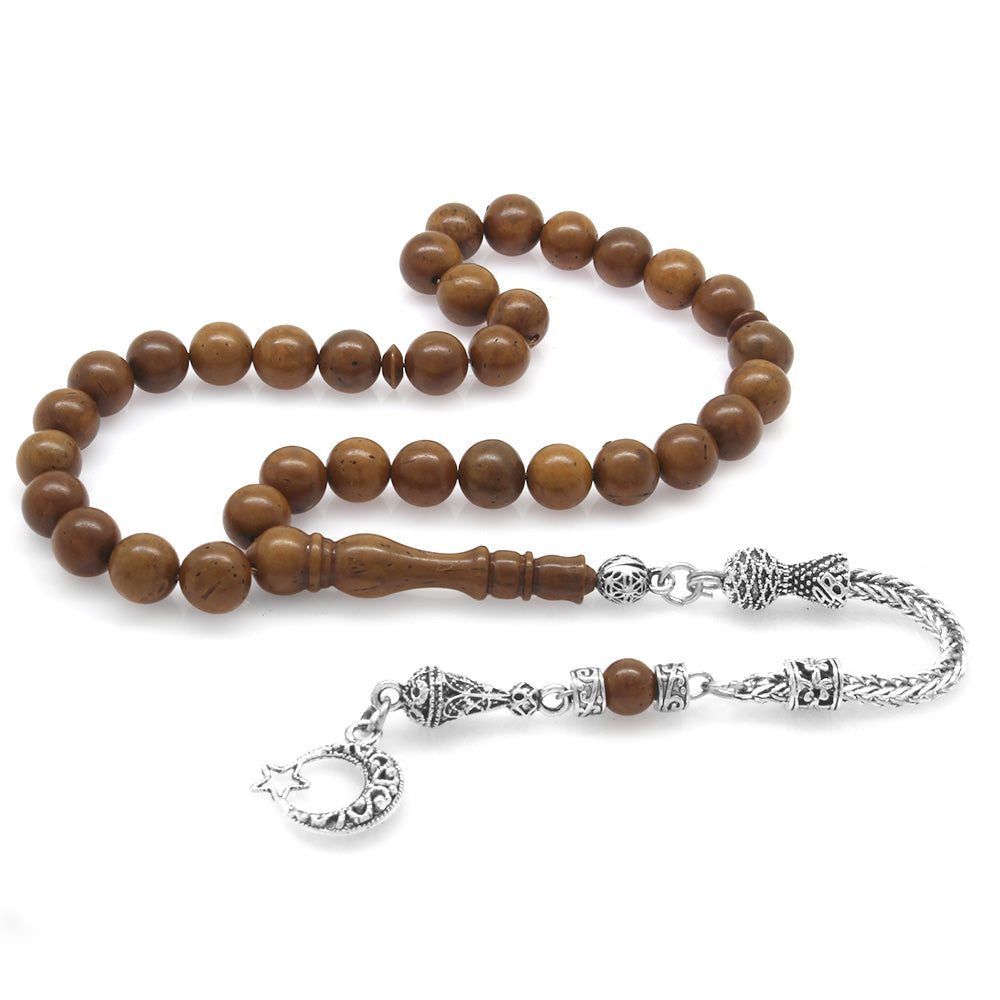 Light Color Sphere Cut Kuka Prayer Beads with Tarnish Resistant Metal Tassels