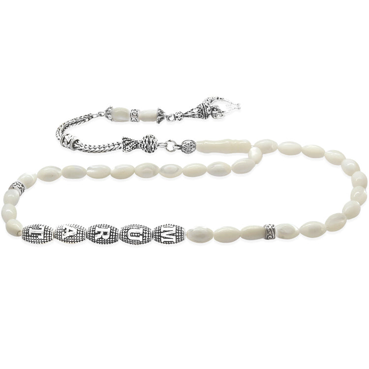 Name Written Mother of Pearl Natural Stone Prayer Beads