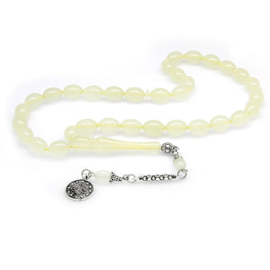 Basic Model Barley Cut Cat's Eye Prayer Beads with Tarnish Resistant Metal Tassels