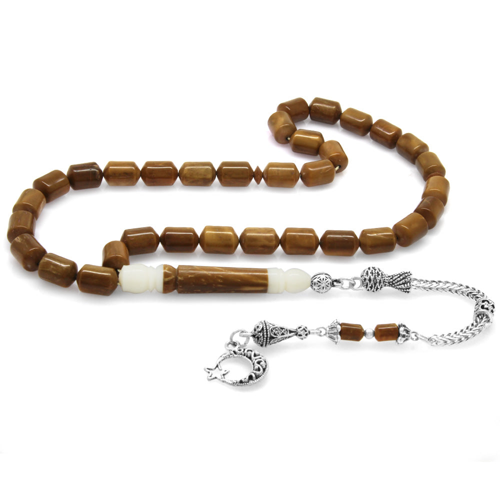 Capsule Cut Kuka Prayer Beads with Metal Tassels