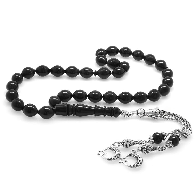 Black Kuka Prayer Beads with Tarnish Resistant Metal Tassels