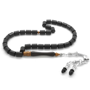 Ebony Wood Prayer Beads with Tarnish Resistant Tassels